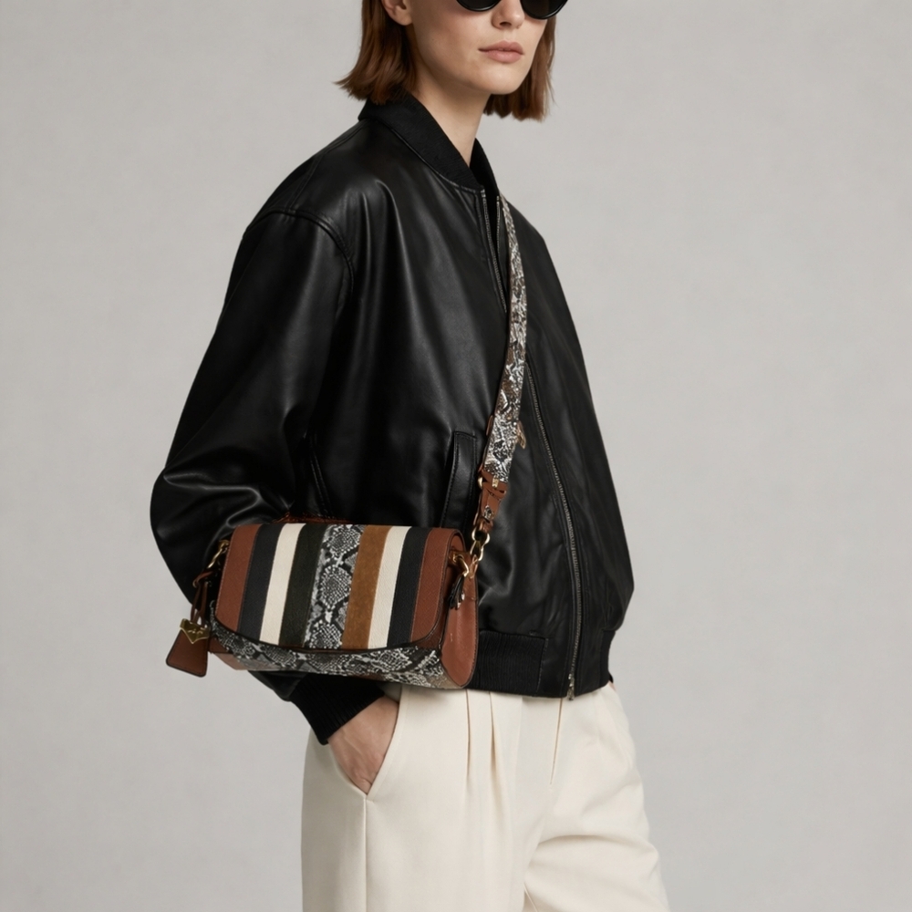 Sammy Brown & Black Striped Crossbody Bag, Animal print mix